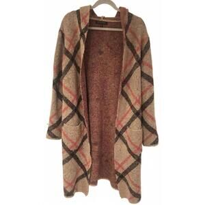Joseph A. Long Plaid Cardigan Sweater with Pockets